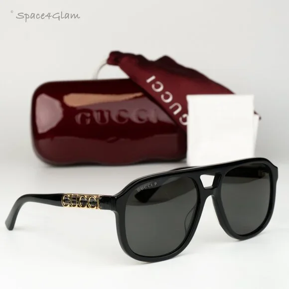 Gucci Women Sunglasses Black Grey Polarized Pilot GG1188S 001 BRAND NEW Amazon.com: Gucci GG1188S 001 Black/Grey Pilot Polarized  main image 2